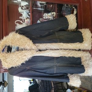 Ladies coat....blue denim...large